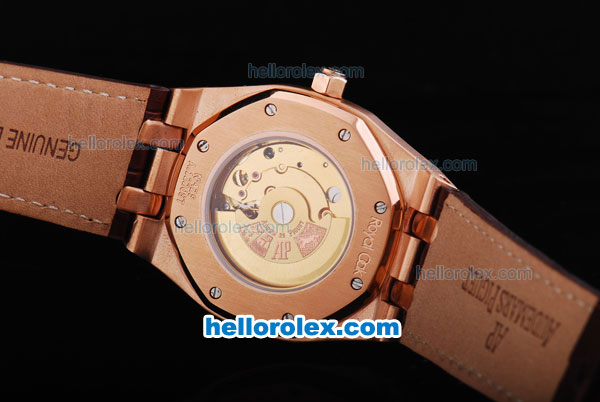 Audemars Piguet Selfwinding Royal Oak Automatic Movement Rose Gold Case and Bezel with White Dial - Click Image to Close